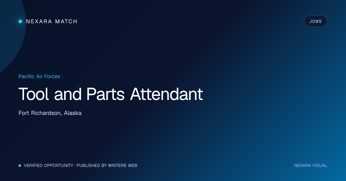 Tool and Parts Attendant NEXARA Match opportunity visual
