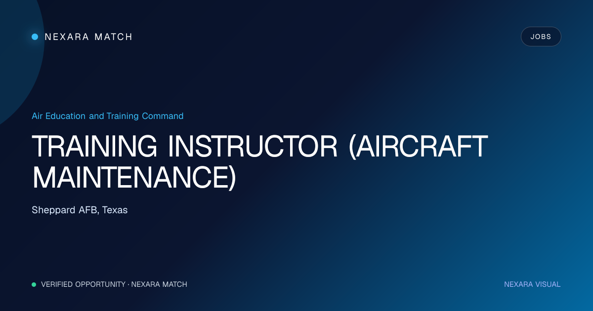 TRAINING INSTRUCTOR (AIRCRAFT MAINTENANCE) NEXARA Match opportunity visual