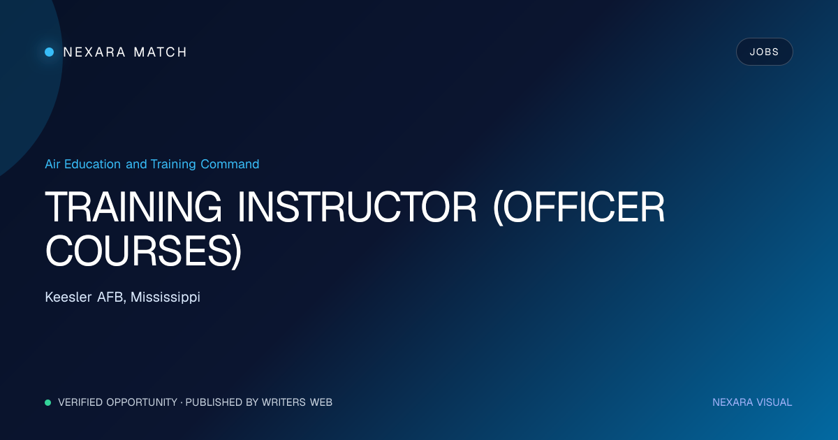 TRAINING INSTRUCTOR (OFFICER COURSES) NEXARA Match opportunity visual