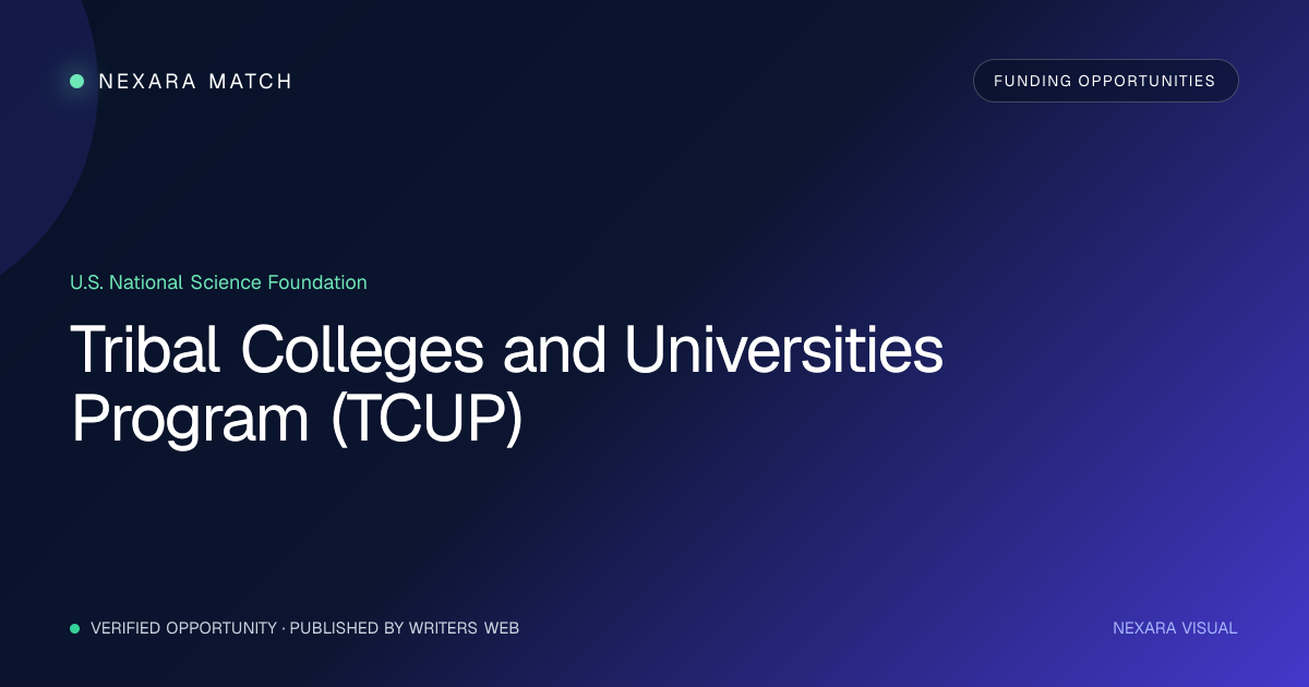 Tribal Colleges and Universities Program (TCUP) NEXARA Match opportunity visual