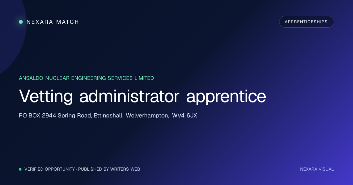 Vetting administrator apprentice NEXARA Match opportunity visual